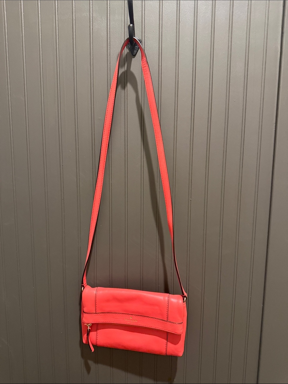 kate spade Coral Leather Crossbody with Gold Accents - Picture 2 of 5